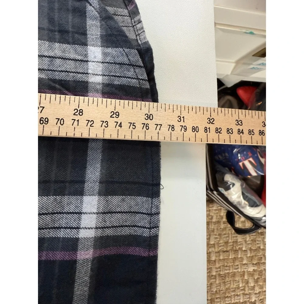 The North‎ Face Mens Plaid Flannel Shirt Long Sleeve Black Grey Purple Large NEW